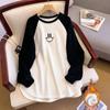 Moletom de Veludo Outono e Inverno Plus Size para Mulheres, Solto, Modelador e Quente, Camiseta de Base de Comprimento Médio para Mulheres, Top Interno Bordado