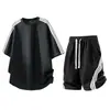 Conjunto Deportivo Casual de Dos Piezas Rayado Bloque de Color al por Mayor, Nuevo Estilo Verano, Camiseta de Manga Corta Cuello Redondo, Pantalones de Cinco Puntos Transpirables de Secado Rápido