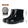Botas de chuva masculinas, de cano alto impermeáveis, com malha sem forro, de secagem rápida, adequadas para canteiros de obras, sapatos de cano médio, sapatos de borracha antiderrapantes, botas de chuva curtas