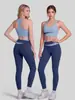 Roupa de ginástica feminina Ju Yi Tang com costura contrastante e à prova de choque para corrida, quadril justo e ioga nua