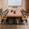 Mesa de madeira maciça simples LOFT Estilo Industrial Mesa e cadeira para escritório de funcionários reunião negociação mesa de computador com tira de ferro