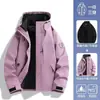 Chaqueta exterior a juego de marca para mujer, tres en uno, otoño e invierno, cortavientos para hombre, impermeable, conjunto desmontable de dos piezas para montañismo