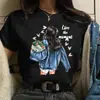 Camiseta Estampada de Moda para Mujer Mujer Nueva Camiseta Negra Femenina S