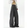 Pantalones de Hombre Negros Plisados para Primavera y Otoño con Buena Caída Sueltos de Pierna Ancha Casuales de Calle Pantalones Rectos de Traje