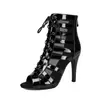 Zapatos de jazz, zapatillas de entrenamiento de baile sexys, tacones altos de punta abierta, botas de verano transpirables, botas de malla europeas y americanas, tacones