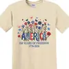 Camiseta Patriótica Floral Americana 2026 Dia da Independência 250 Anos de Liberdade, Camiseta Patriótica de Flores Silvestres 1776-2026, 4 de Julho