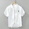 8876 Camisa de Manga Curta Bordada Estilo Japonês Moda Masculina Versátil Casual Artística Solta Top Roupas Masculinas Atacado