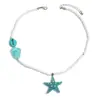 Colar Estilo Novo Europeu e Americano Boêmio para Férias na Praia Feminino Moda Resina Estrela-do-Mar Pedra Contas de Arroz Colar com Contas