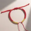 Pulseira semiacabada que pode ser enfiada com miçangas, fecho de segurança simples, nó vajra simples, pulseira tecida à mão, cordão vermelho para o ano do zodíaco masculino e feminino