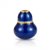 Cuentas espaciadoras de calabaza azul esmaltada, accesorios de plata 925, cuentas budistas chapadas en oro de plata pura, accesorios para pulseras DIY