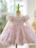 Vestido infantil, vestido de princesa, vestido rosa para niñas, vestido de alta gama para niñas de flores, vestido para bodas, cumpleaños de niñas, vestido para presentaciones de piano.