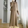 Estilo elegante para ir al trabajo vestido de dos piezas para mujer embarazada con cuello alto + abrigo de doble botonadura traje de moda para mujer embarazada