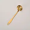 Colher para Panela Quente de Aço Inoxidável Dourada com Cabo Longo Espesso, Colher de Sopa Anti-Queimadura, Concha de Sopa Doméstica com Furo, Conjunto de Escorredores de Cozinha