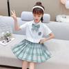 Conjunto de Verano para Niñas 2026 Nuevo Estilo Conjunto Falda Estilo Academia Campus Escolar Niños Grandes Uniforme JK Conjunto de Dos Piezas para Actuación