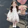 Vestido de malla de encaje de mariposas para niñas estilo coreano, nuevo modelo primavera y otoño 2026, elegante vestido de princesa para niñas pequeñas
