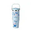 Taza de coche portátil personalizada de 30 oz, taza aislada creativa de acero inoxidable con diseño floral, taza de hielo portátil de gran capacidad para exteriores