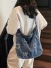 Bolso Retro de Mezclilla para Mujer, Bolso Cruzado de Gran Capacidad para el Trabajo, Nuevo Estilo 2026 Bolso de Hombro Único con Letras, Moderno