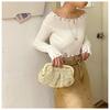 Bolsa de praia transfronteiriça, bolsa de ombro transversal da moda de verão, bolsa de palha trançada, bolsa feminina de tecido com mini clipe para combinar com a praia