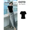 Conjunto de Falda Larga de Arroz Glutinoso de Verano para Mujer, Nuevo Estilo 2026, Talla Pequeña, Hombro Normal Manga Corta Conjunto de Falda Estilo Coreano