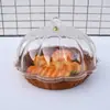 Cesta Tecida de Rattan Sintético Cesta de Armazenamento Flor de Ameixa com Tampa para Prato de Degustação Buffet Conservação Fresca À Prova de Poeira Tampa Transparente Cesta de Frutas e Legumes