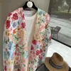 Bufanda Floral Pequeña de Seda Estilo Étnico Fresco de Nicho Chal de Protección Solar de Verano Chal de Capa para Jugar en la Playa de Algodón y Lino