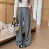 2026 Inverno Minnie Listras Finas Passeio Matinal Cintura Elástica Cordão Forro de Fleece Espessado Calças Casuais Femininas Calças de Moletom Calças de Perna Reta