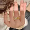Anel de Abertura Exquisito Estilo Chinês Rosa Diamante Anel para Dedo Indicador Feminino High-end Indústria Pesada Luxo Leve Estilo da Corte