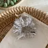 Goma para el pelo de alta gama estilo coreano con pedrería floral, suave y esponjosa, tipo gasa, para coleta o moño, para mujer