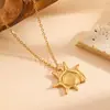 Forno de Aço Inoxidável Galvanoplastia a Vácuo Estilo Europeu e Americano Tendência Ouro 18K Real Ouro Raio de Sol Pedra Colar para Mulheres
