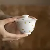Cuenco Tapa de Cerámica Blanca de Porcelana Blanca y Arcilla de Jade de las Dinastías Tang y Song, Juego de Té Kung Fu para Uso Doméstico, Taza de Té Pequeña de Pared Delgada, Cuenco Tapa Creativo