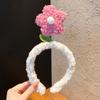 Diadema de lana de cordero con flores para mujer, diadema de felpa para otoño e invierno, antideslizante, para aplicar mascarilla, especial para el cabello