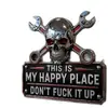 Señal de Metal para Pared 'Lugar Feliz' con diseño creativo, portátil, práctico y lindo, placa de calavera