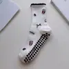 Calcetines de Yoga con Encaje para Mujer, Calcetines Antideslizantes Profesionales para Fitness en el Suelo, Pilates, Running, Cuerda para Saltar, Senderismo, Calcetines de Media Pantorrilla