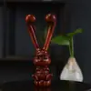 Raspador de Nariz Criativo Feito de Sândalo Vermelho de Folha Pequena e Madeira de Cedro, Pequeno Bastão de Massagem em Formato de Coelho para Levantar a Mandíbula, Pressionar as Têmporas e Massagem de Pontos de Acupuntura, Presente