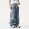 Jeans rotos estilo high street americano para hombre, nuevos y modernos para el otoño de 2026, pantalones holgados rectos de pierna ancha