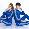 Personalizable para transfronterizoConjunto de tres rayas para hombre y mujer, chaqueta con cuello mao, chaqueta deportiva, conjunto de sudadera con capucha y pantalones de chándal
