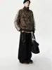 Jaqueta Retro Americana com Gola Alta Estampa de Leopardo para Homens e Mulheres Outono Casual Cardigã com Zíper Moletom Jaqueta Esportiva Listrada Solta