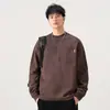 Ropa para Hombre Fengshe / Sudadera Holgada de Otoño e Invierno con Estampado Casual, Bolsillo en el Pecho, Etiqueta, Top Vintage de Manga Larga de Peso Pesado 300g para Hombre