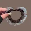 Diadema scrunchie vintage con estampado de leopardo y flecos pequeños, banda elástica versátil para coleta, banda de goma de alta elasticidad, nuevo accesorio para el cabello para mujer