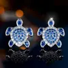 Los Pendientes de Tortuga Marina Rellenos de Diamante Más Populares de Amazon, Exquisitos Estilo Ins, Lindos Pendientes Versátiles de Moda Super Brillantes Europeos y Americanos