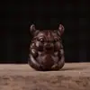 Adorável Escultura de Madeira de uma Vaca Gorda, um Animal do Zodíaco, Feita de Jacarandá, Sândalo Preto e Sândalo Dourado