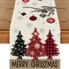 Caminho de mesa decorativo de Natal transfronteiriço, tapete decorativo para atmosfera de mesa de jantar de festa em casa, tapete estiloso com estampa de desenho animado resistente ao calor