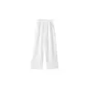 Pantalones casuales rectos de algodón, diseño de cordón de moda, pantalones largos versátiles que estilizan, pantalones rectos de pierna ancha y caída, cintura alta, de largo hasta el suelo