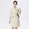 Ropa de Trabajo para Esteticista Vestido de Mujer Manga Media Ropa de Trabajo para Salón de Belleza Spa Centro de Salud Elegante Ropa para Masajista
