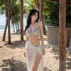 Traje de baño de verano para mujer, estilo celebridad de internet, puro y sexy, bikini adelgazante de tres piezas, traje de baño de hada para vacaciones en la playa al por mayor