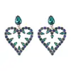 Pendientes de Estilo Real de Diamante Completo de Estilo Verde Más Vendidos Transfronterizos Moda Europea y Americana Exagerados Diamantes de Colores Pendientes de Lujo Ligero de Alta Gama para Mujer