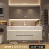 Baño Combinación de Gabinete de Baño Estilo Crema Pizarra Cerámica Lavabo Integrado de Termocurvado Inodoro Lavado