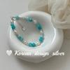 Joyería al por mayor de diseño estilo coreano estilo Ins Plata de ley S925 Amazonita Perla Pulsera Apilada con Simple Elegante para Mujeres