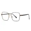 Gafas Anti-luz Azul Nuevas Transfronterizas 3140 Moda Nórdica Montura Metálica Grande Espejo Plano para Mujer Lisas Gafas de Alta Calidad