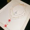 Collar Multicapa de Cristal Europeo y Americano Transfronterizo con Flor de Goteo de Aceite y Perla, Cadena para Clavícula de Lujo Ligero de Gama Alta, Cadena de Cuello de Moda al por Mayor